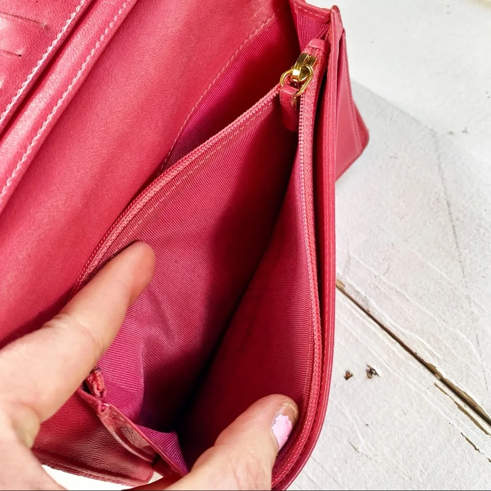 Chanel Pink Croc Stitched Canvas Reissue Wallet